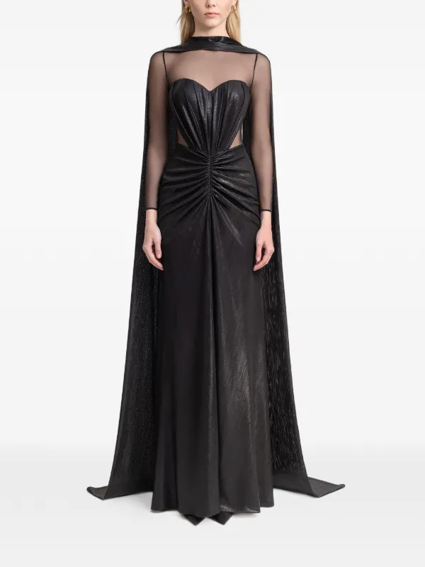 maxi dress with cape overlay Tulsia Floral Cape Maxi Dress Gown