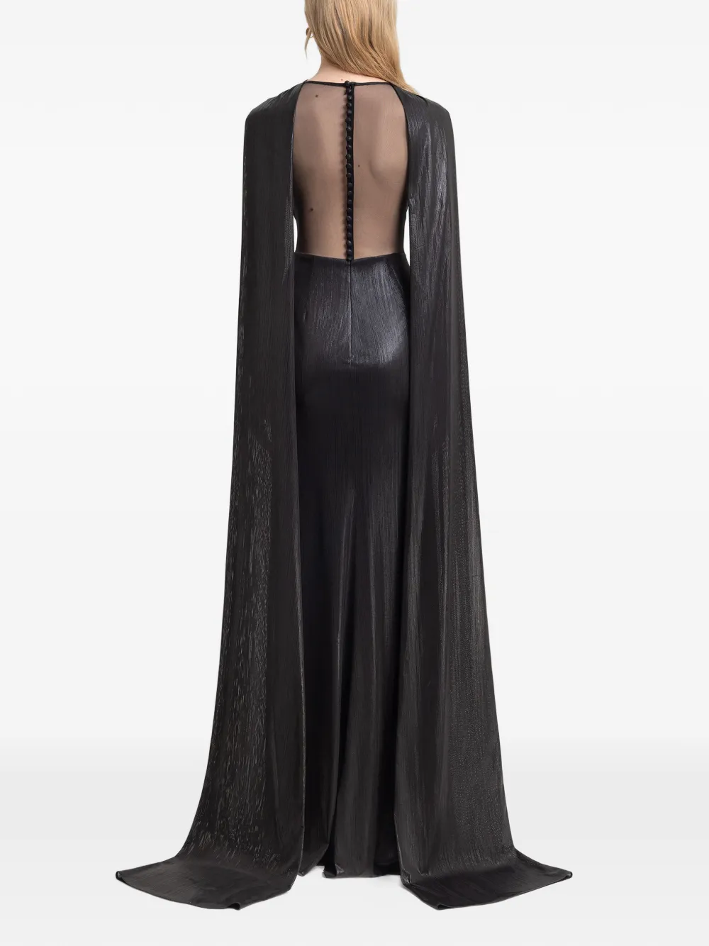 Gemy Maalouf Maxi-jurk met cape laag - Zwart