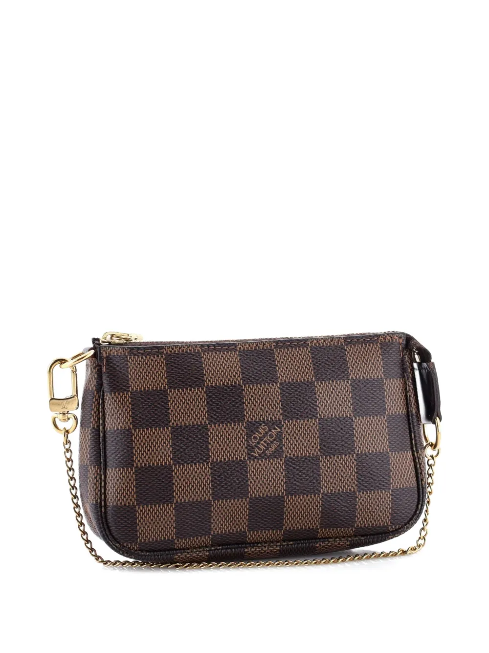 Pre-owned Louis Vuitton Pochette Accessoires Damier Mini Clutch Bag In Brown