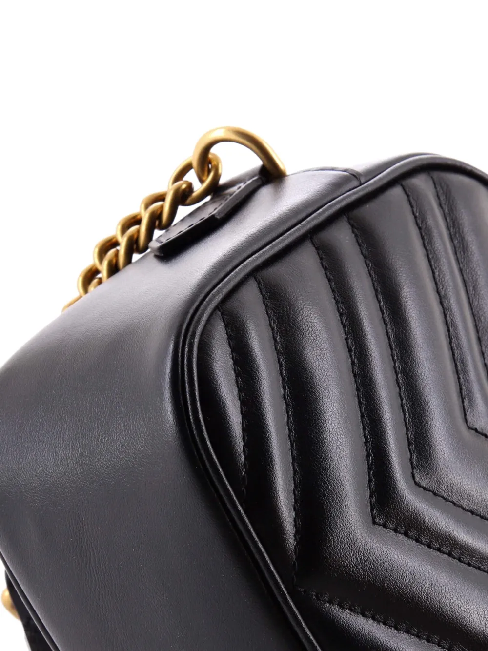 GUCCI Pre-owned Gg Marmont Shoulder Bag Matelasse Leather Small Crossbody Bag In Black