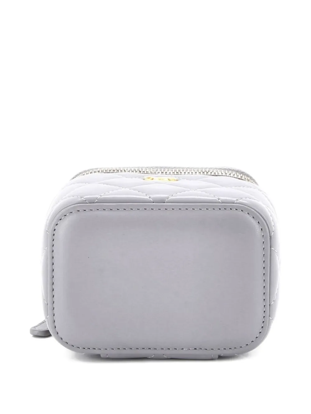 Pre-owned Chanel Pearl Crush Vanity Case With Chain Quilted Lambskin Mini Clutch Bag In Gray