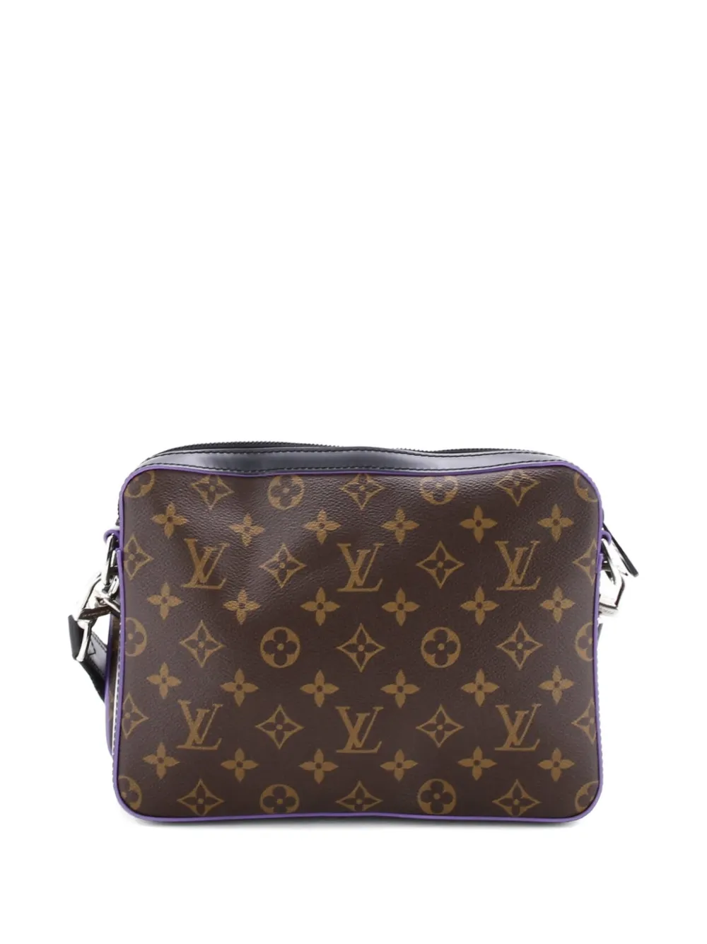 Pre-owned Louis Vuitton Trio Messenger Bag Macassar Monogram Canvas Crossbody Bag In Black