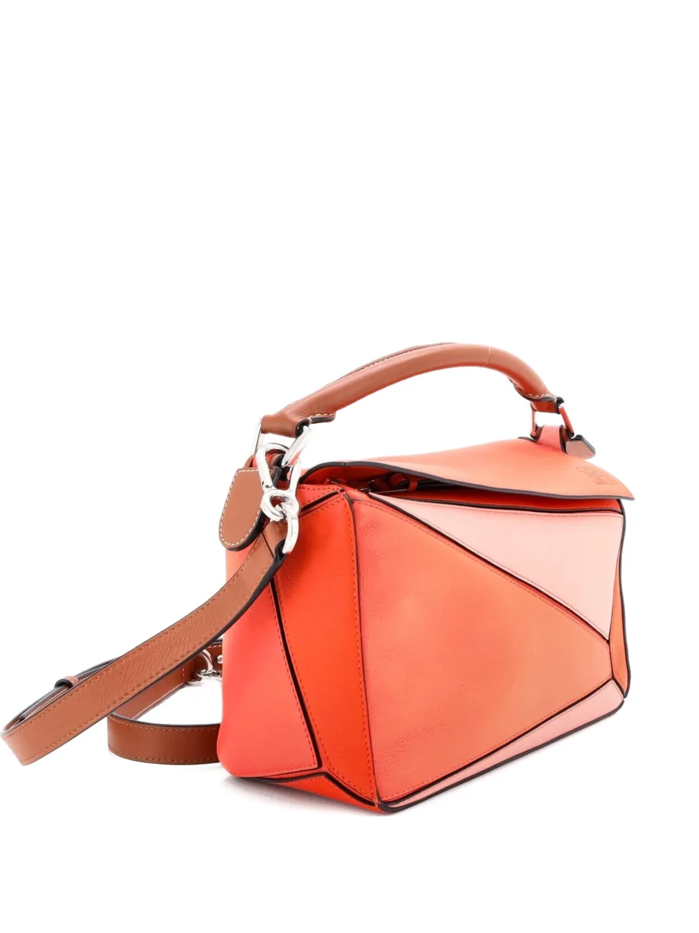 Click to view more detailed imagery on our partner's website Pre-owned Loewe Puzzle Bag Leather Small Satchel In Brown