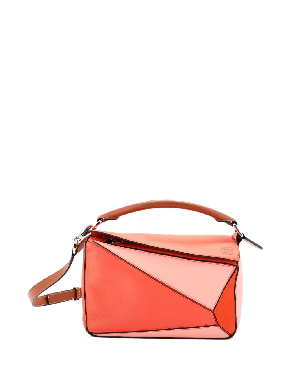 LOEWE Pre-owned Puzzle Bag Leather Small Satchel In Brown