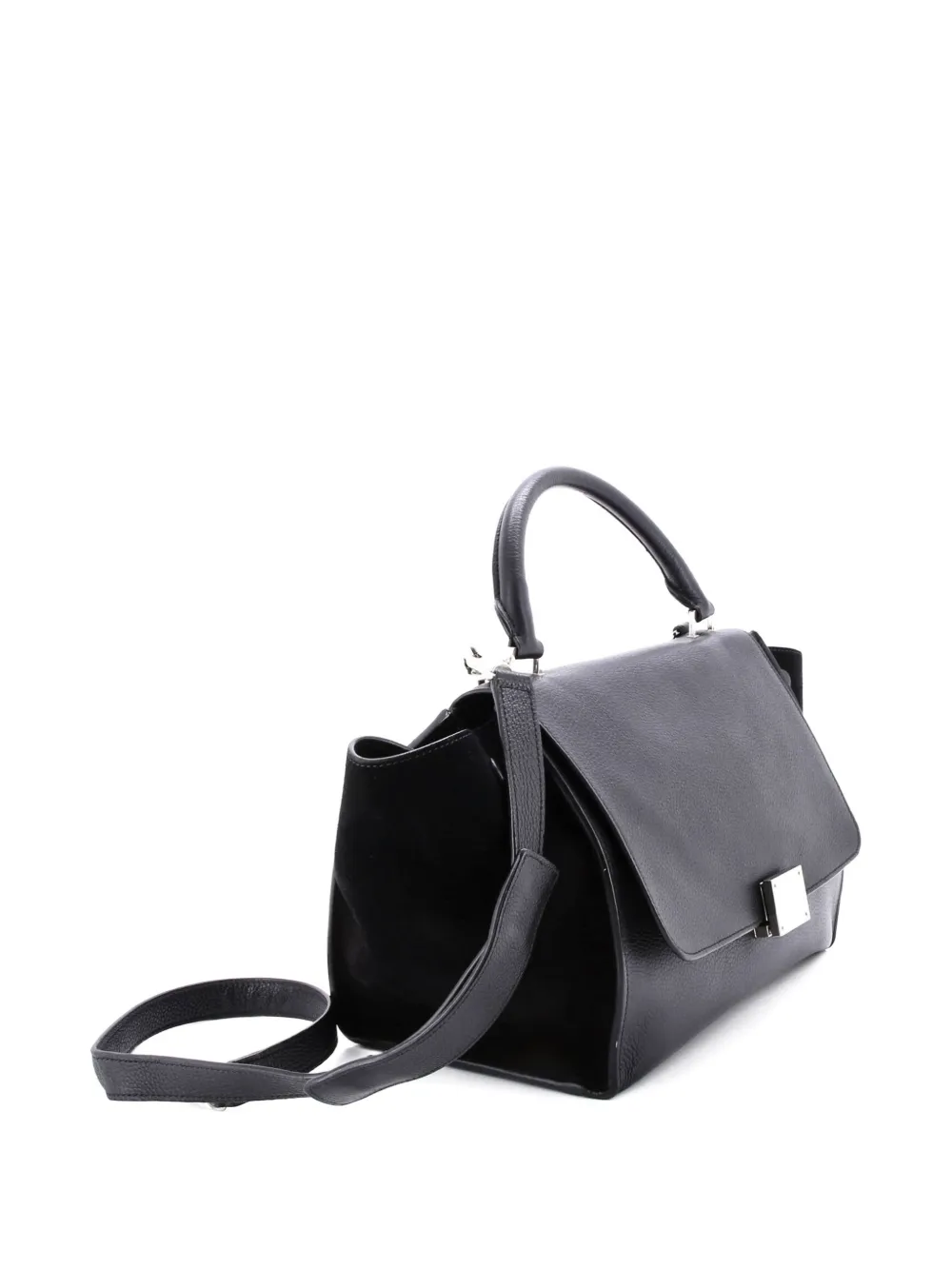 Pre-owned Celine Trapeze Bag Leather Small Satchel In Black