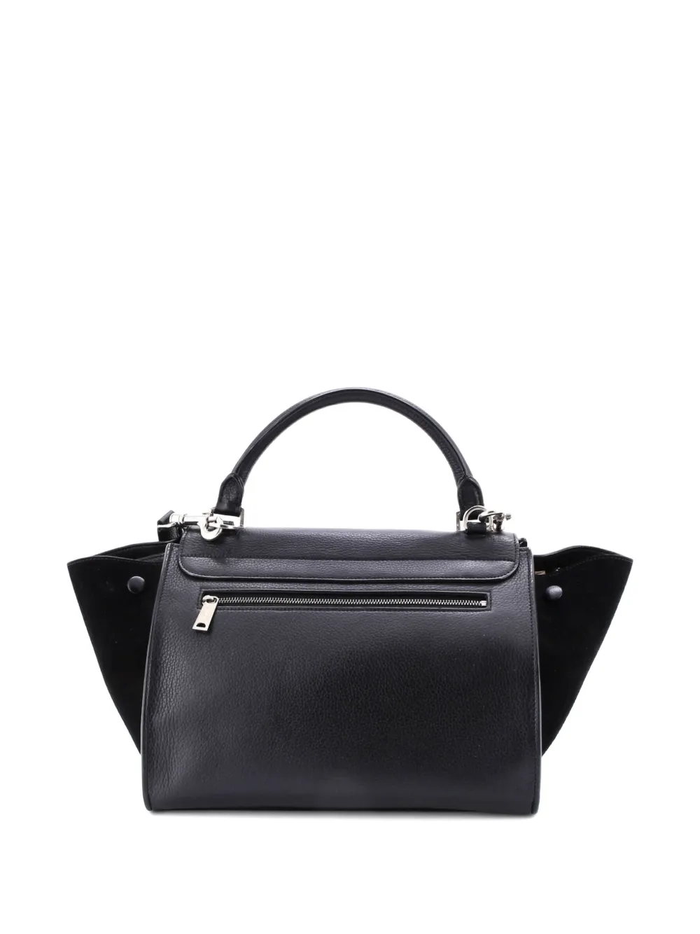 Pre-owned Celine Trapeze Bag Leather Small Satchel In Black