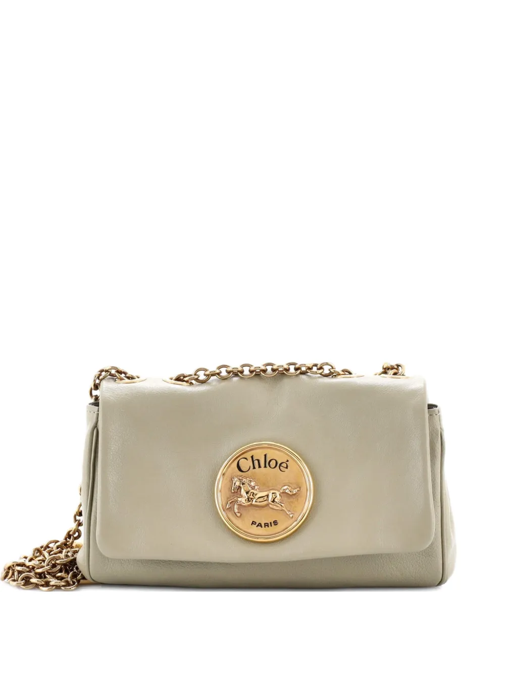 Pre-owned Chloé Heritage Chain Leather Small Shoulder Bag In Neutral