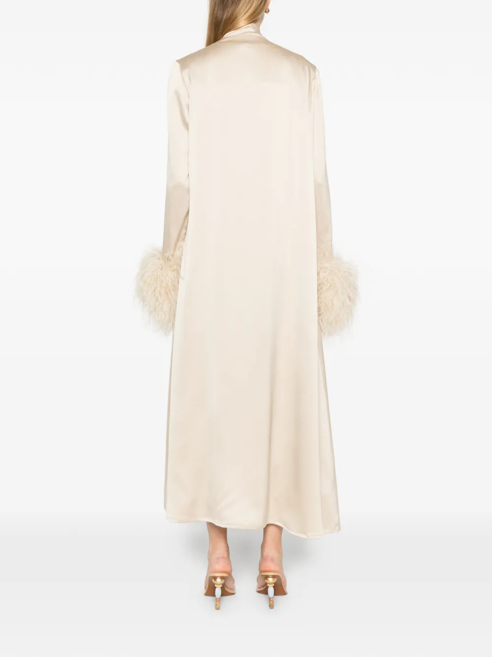 Pleated Dress And Feather Coat Set