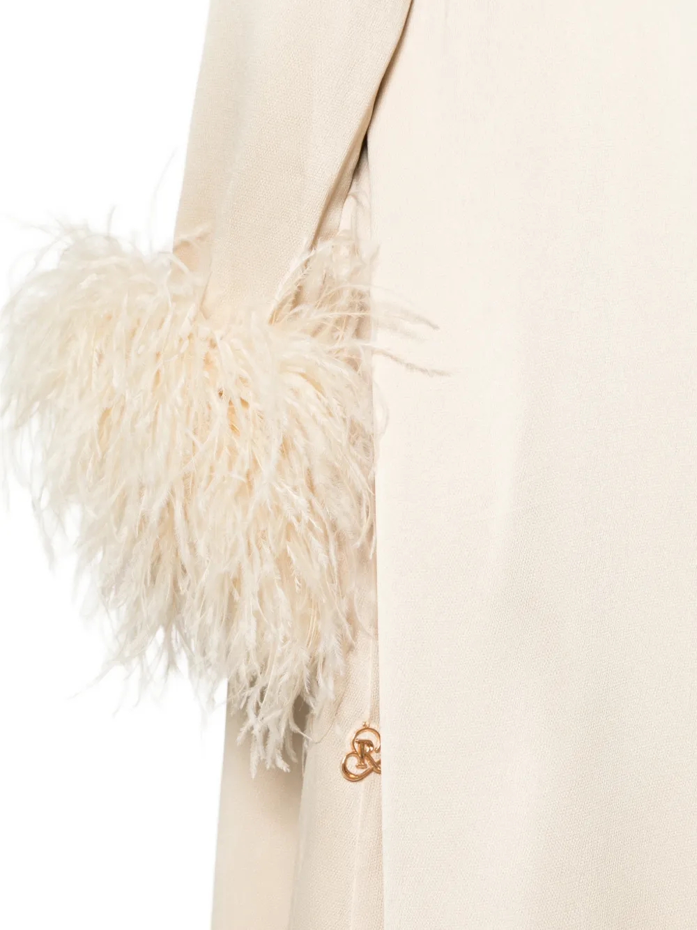 Pleated Dress And Feather Coat Set