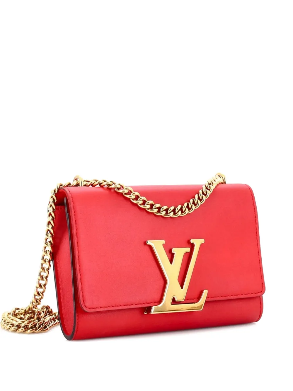 Pre-owned Louis Vuitton Chain Louise Clutch Leather Mm Shoulder Bag In Red