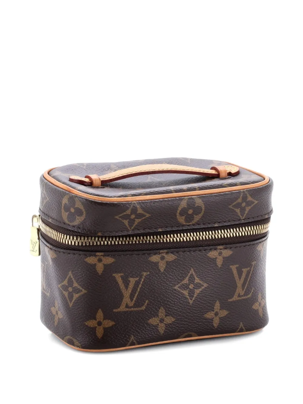 Pre-owned Louis Vuitton Nice Vanity Case Monogram Canvas Nano Pouch In Brown