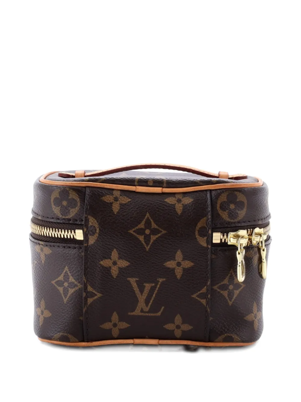 Pre-owned Louis Vuitton Nice Vanity Case Monogram Canvas Nano Pouch In Brown
