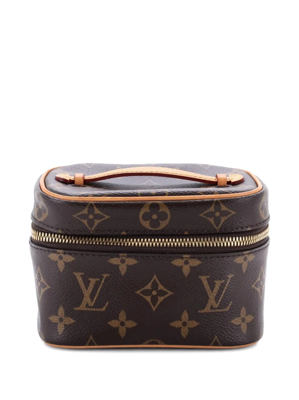 Pre-owned Louis Vuitton Nice Vanity Case Monogram Canvas Nano Pouch In Brown