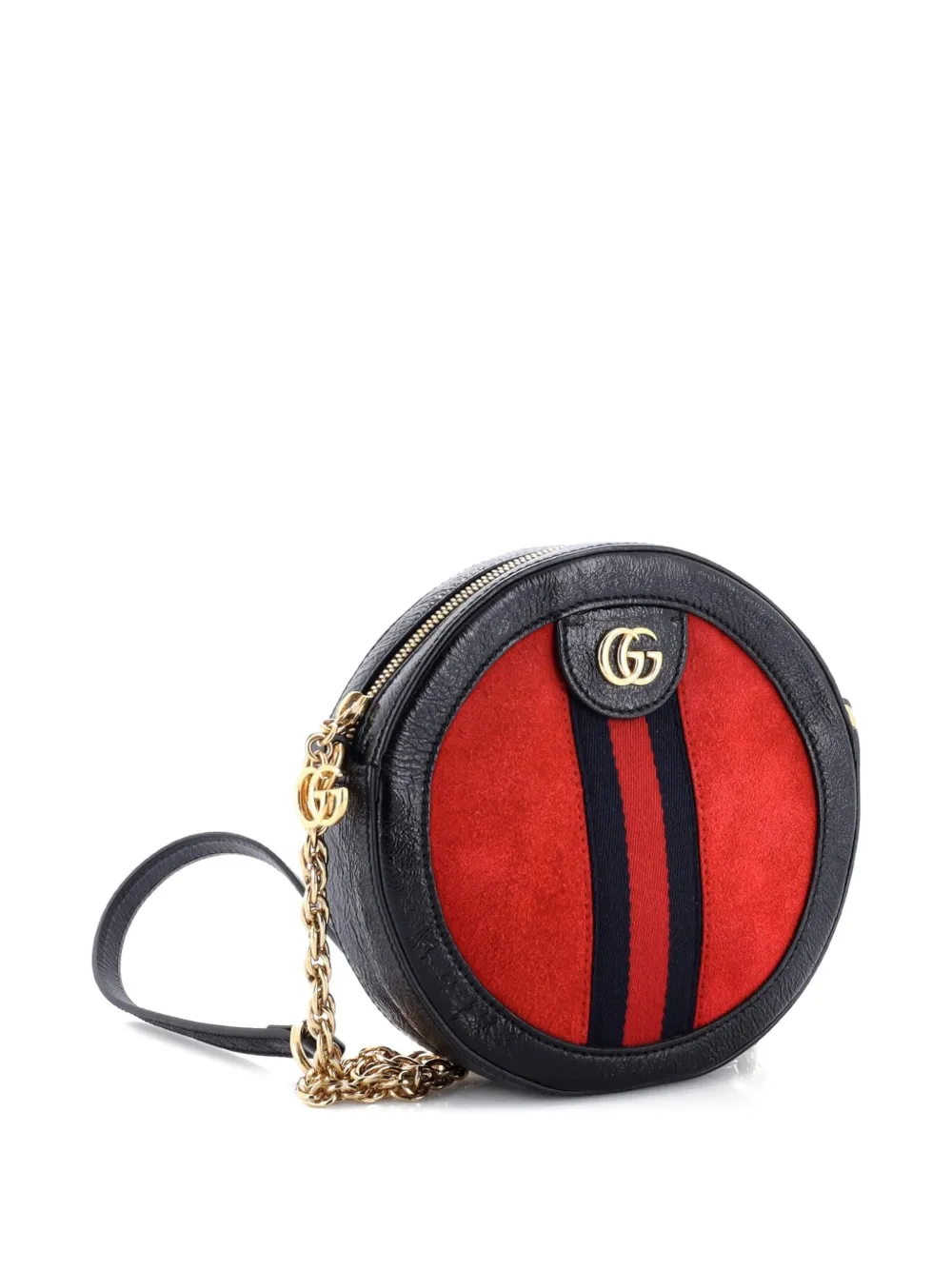 Pre-owned Gucci Ophidia Round Shoulder Bag Suede Mini Crossbody Bag In Red