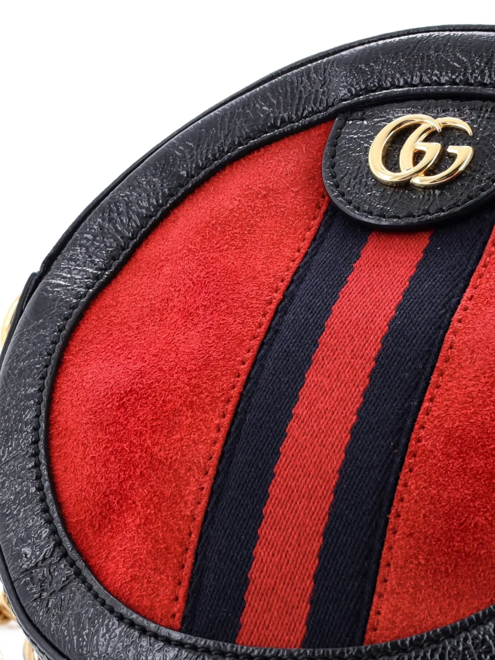 Pre-owned Gucci Ophidia Round Shoulder Bag Suede Mini Crossbody Bag In Red