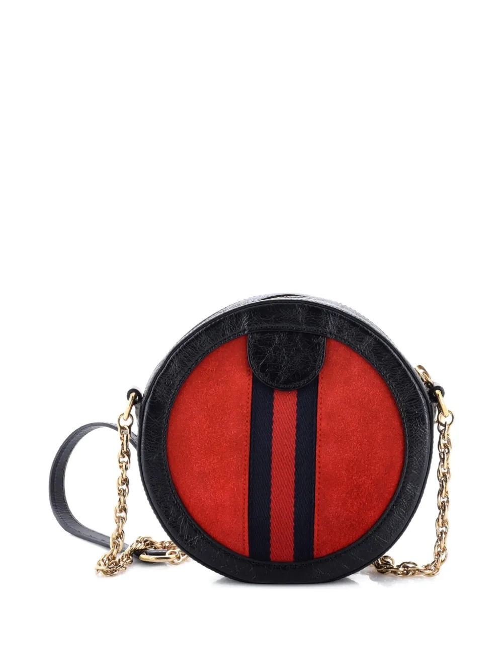 Pre-owned Gucci Ophidia Round Shoulder Bag Suede Mini Crossbody Bag In Red