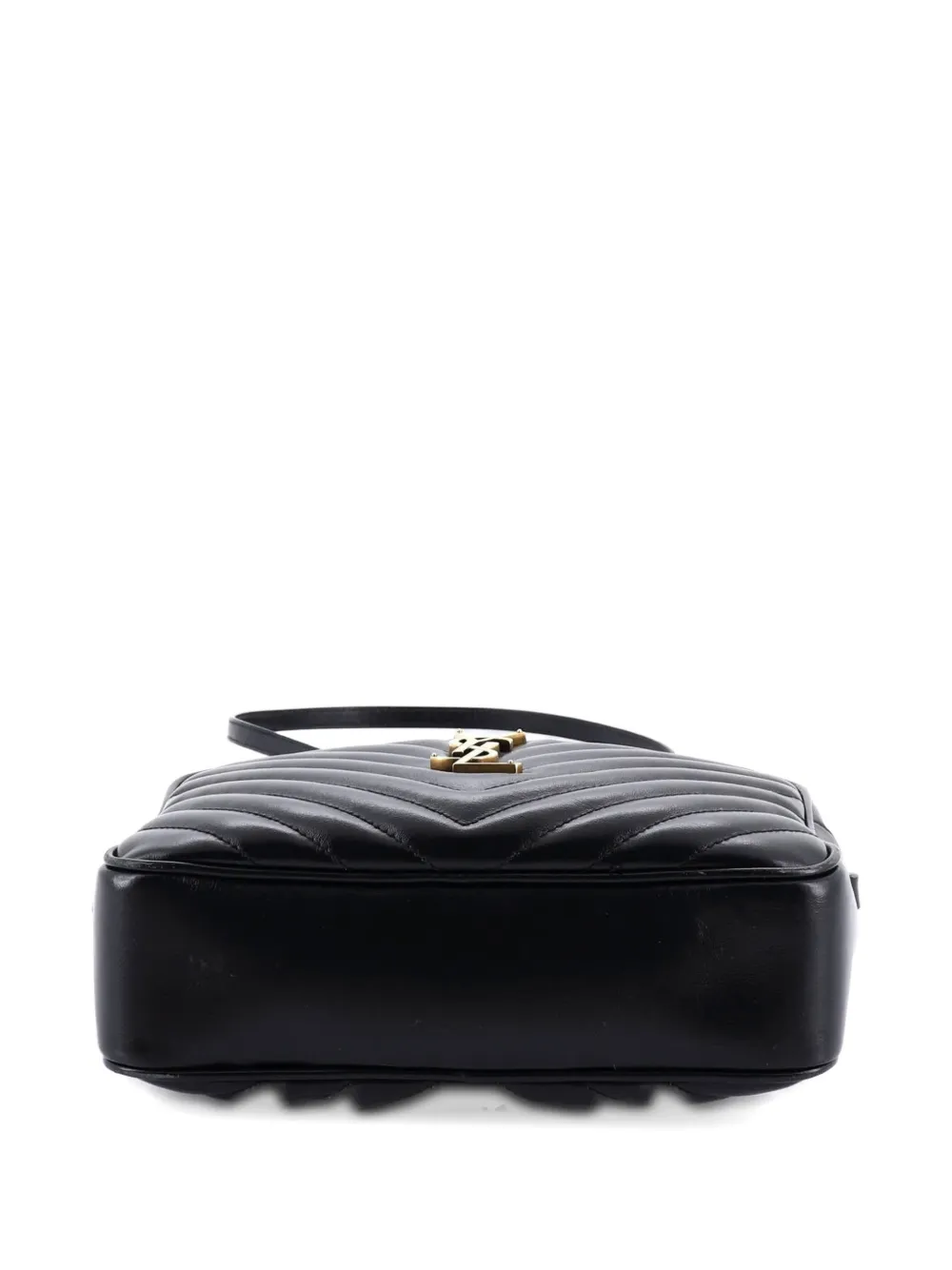 SAINT LAURENT Pre-owned Lou Camera Bag Matelasse Chevron Leather Small Crossbody Bag In Black