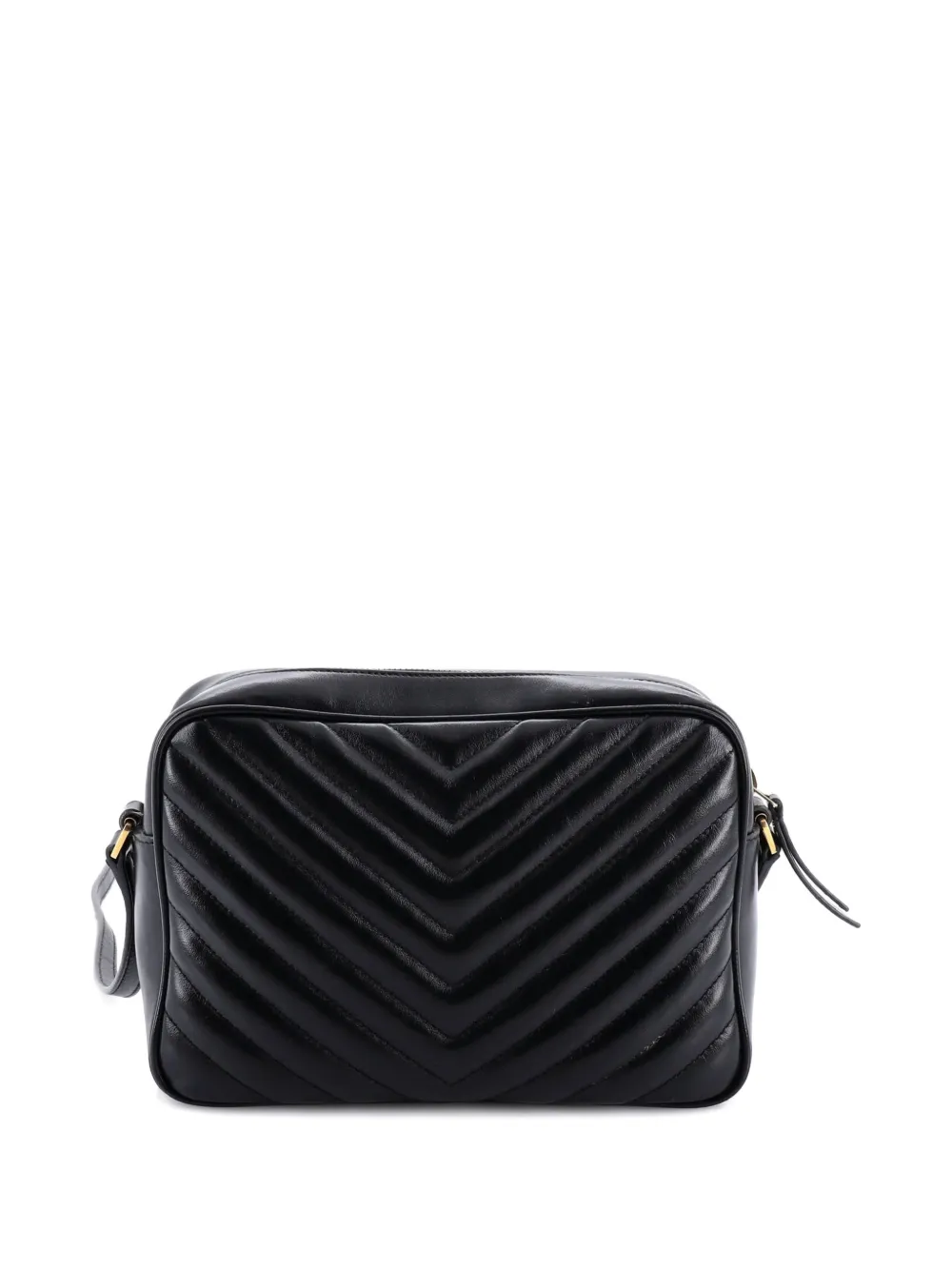 SAINT LAURENT Pre-owned Lou Camera Bag Matelasse Chevron Leather Small Crossbody Bag In Black