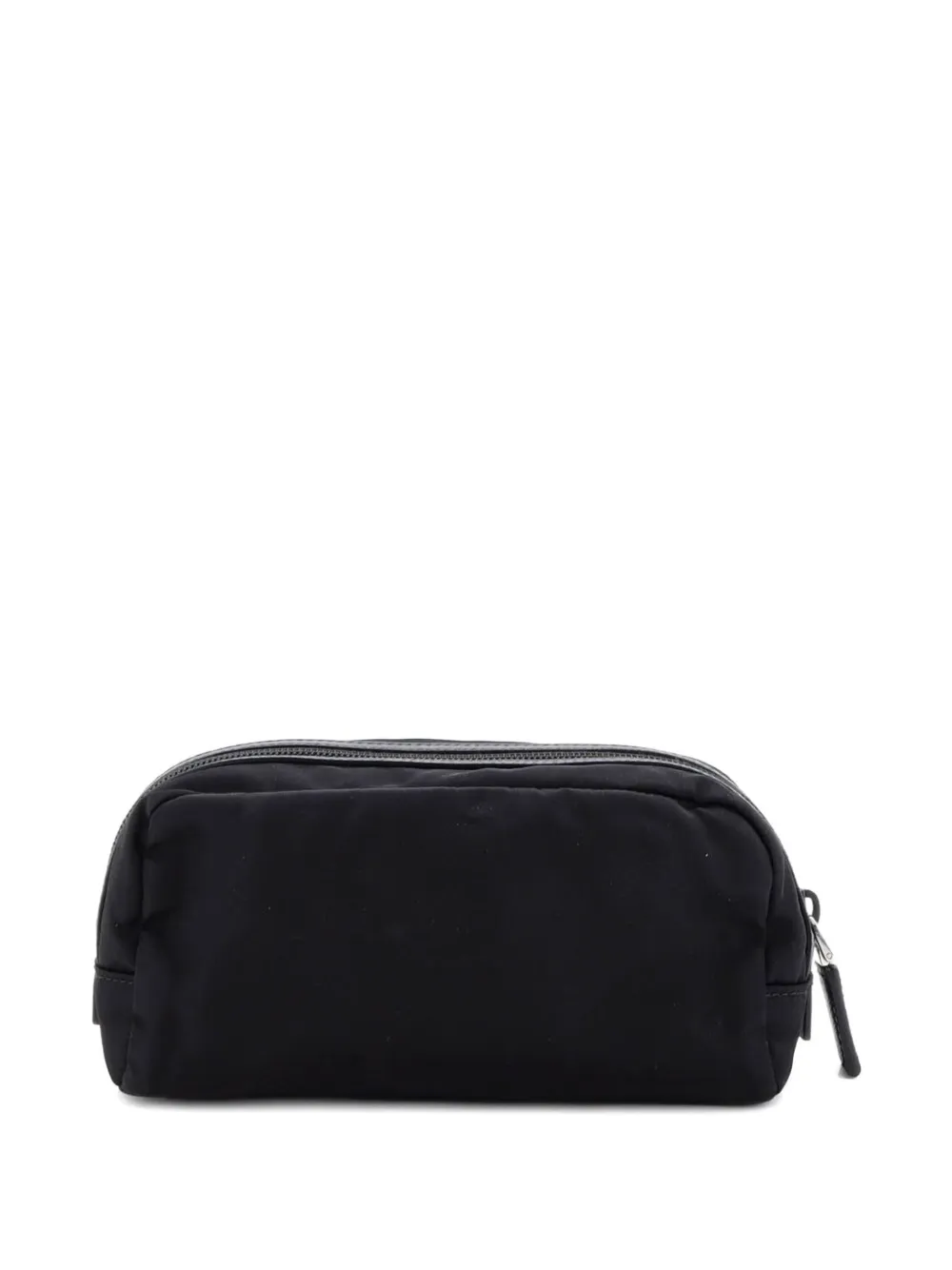 Pre-owned Prada Zip Travel Re-nylon With Saffiano Leather Pouch In Black