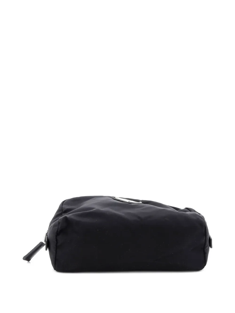 Pre-owned Prada Zip Travel Re-nylon With Saffiano Leather Pouch In Black