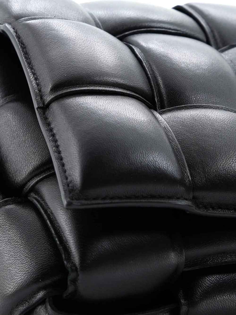 Pre-owned Bottega Veneta Cassette Chain Padded Maxi Intrecciato Leather Crossbody Bag In Black