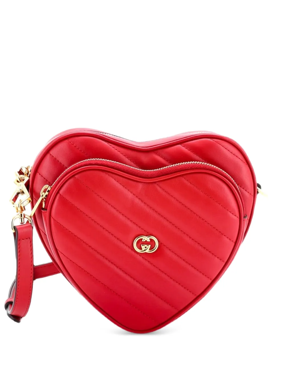 Gucci Pre-Owned Interlocking G Heart Diagonal Quilted Leather Mini shoulder bag - Rosso