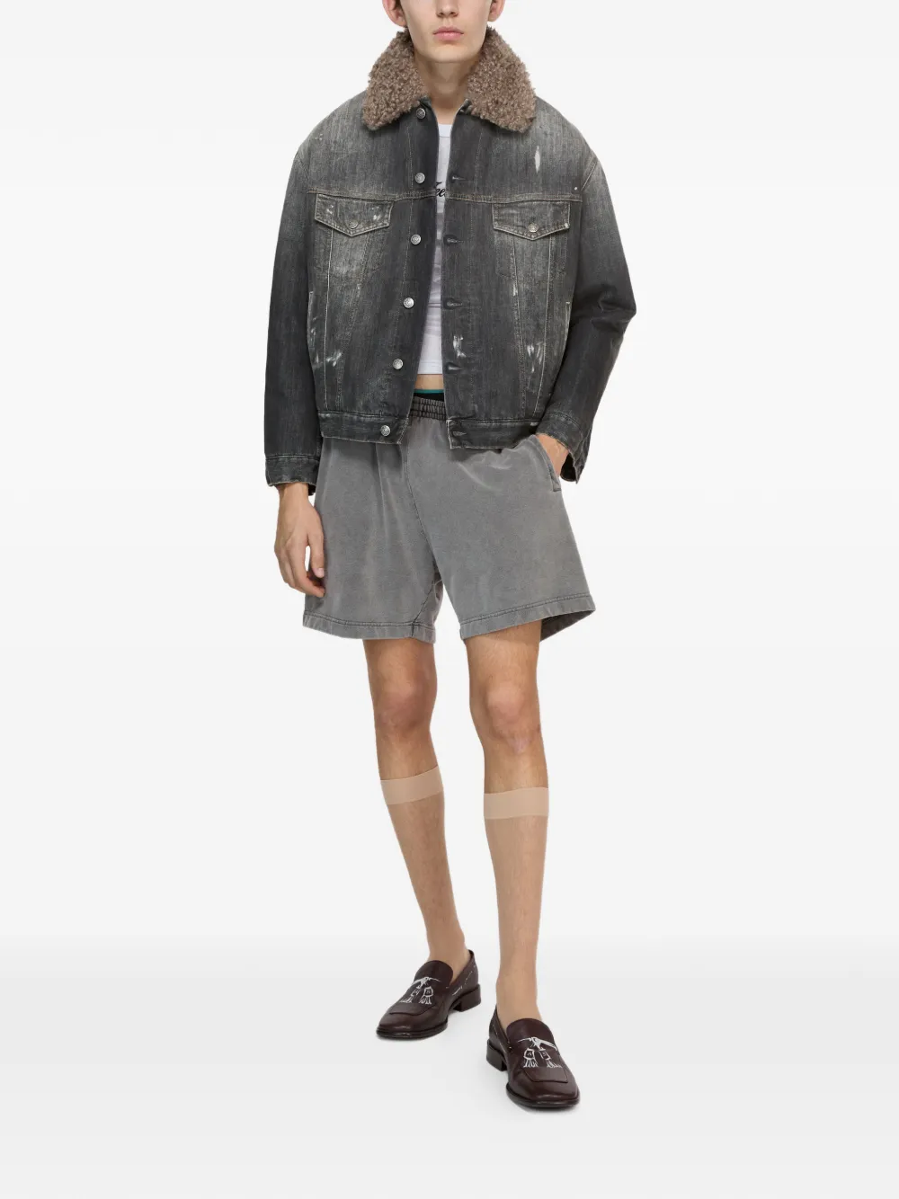  Acne Studios Fur-trim Cotton Jacket - Grey 