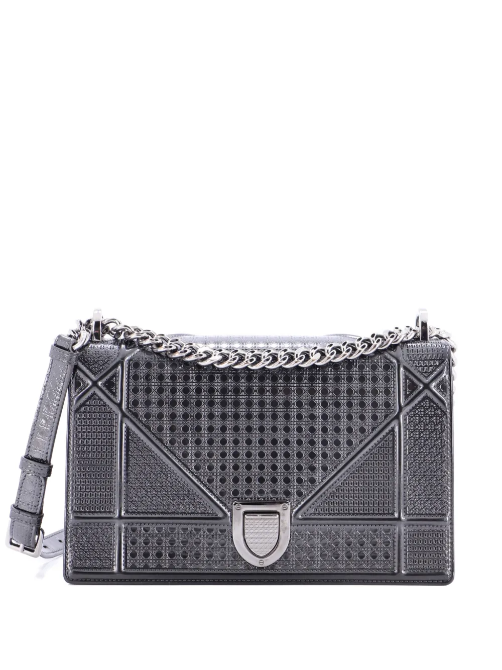 Christian Dior Pre-Owned Diorama Flap Bag Cannage Embossed Calfskin Medium shoulder bag - Grey
