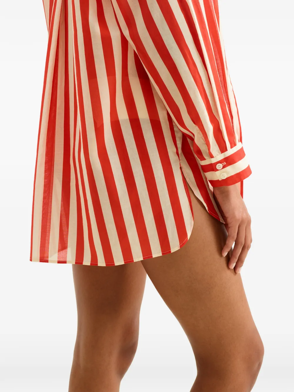 ERES Duetto gestreepte katoenen blouse Rood
