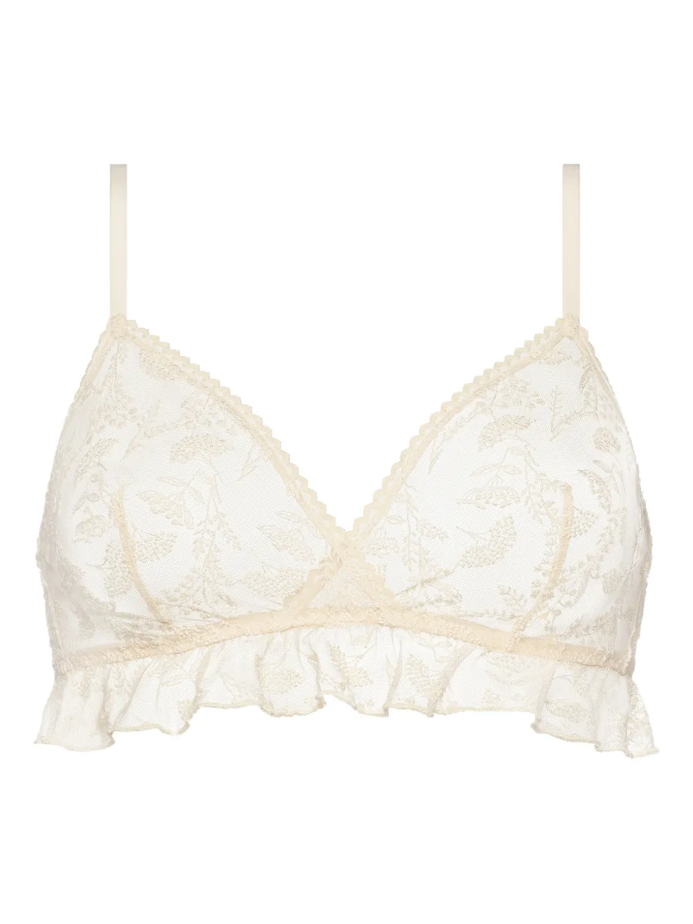 Eres Ruffled Floral-print Bra In Neutral