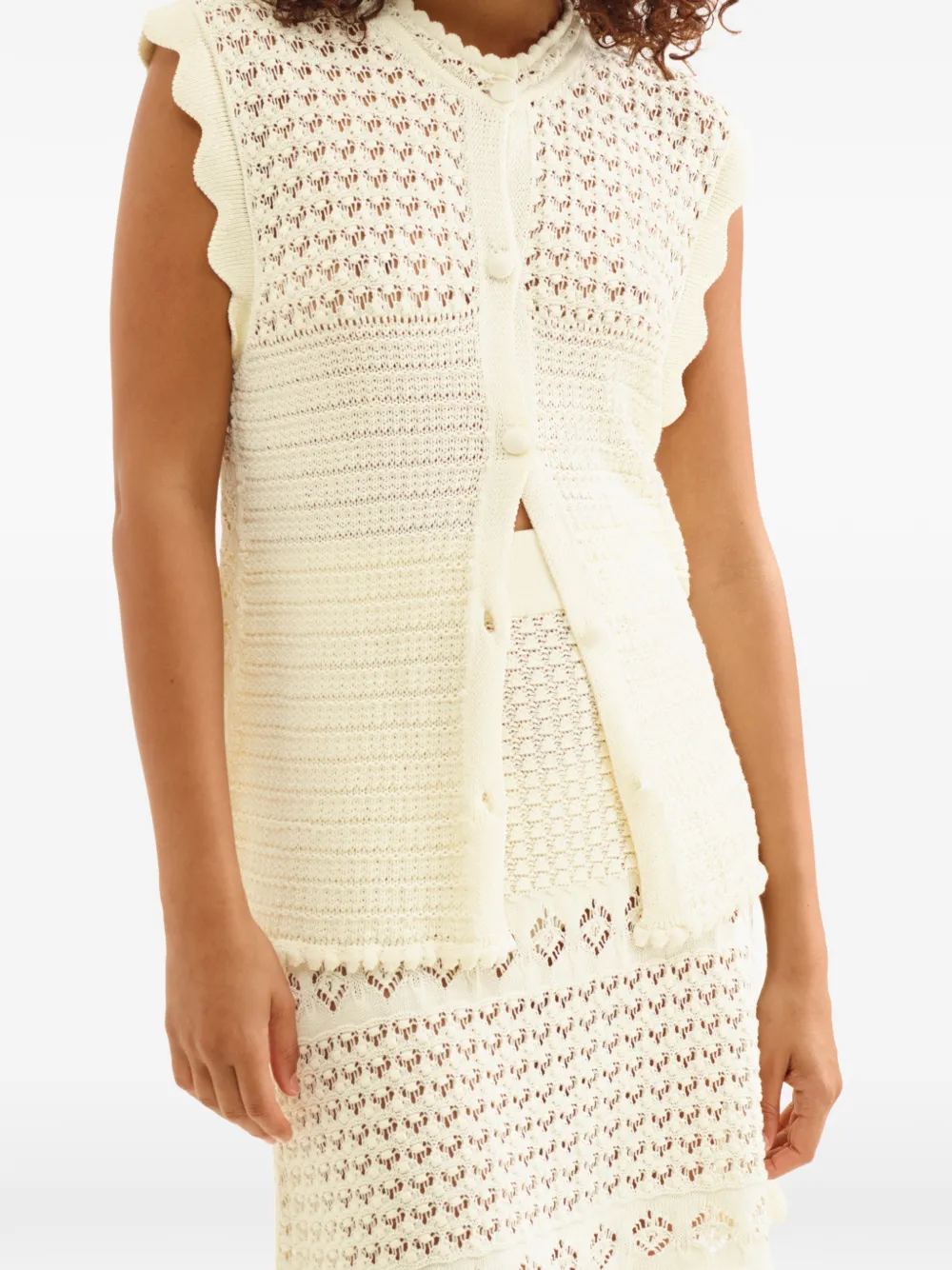 ERES Aurora Scalloped Top in White, view 5