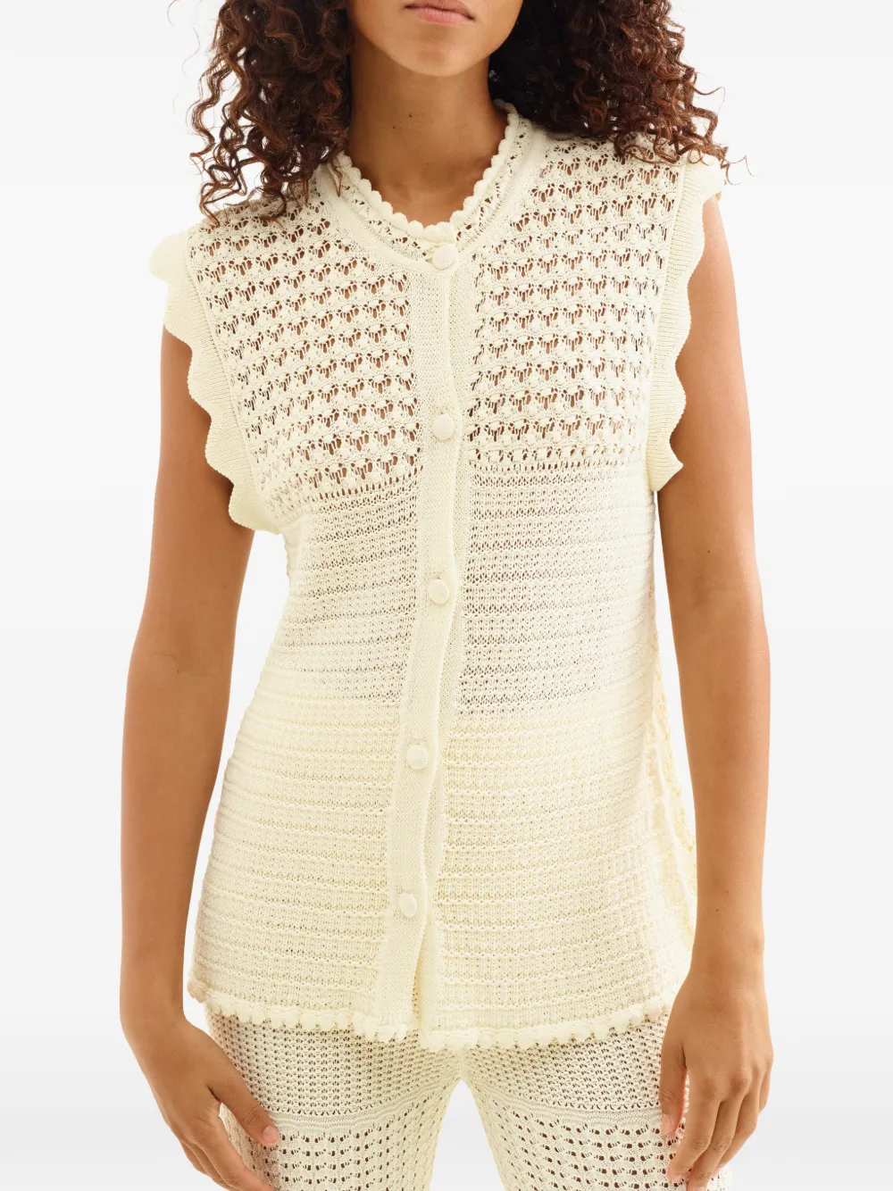 ERES Aurora Scalloped Top in White, view 4