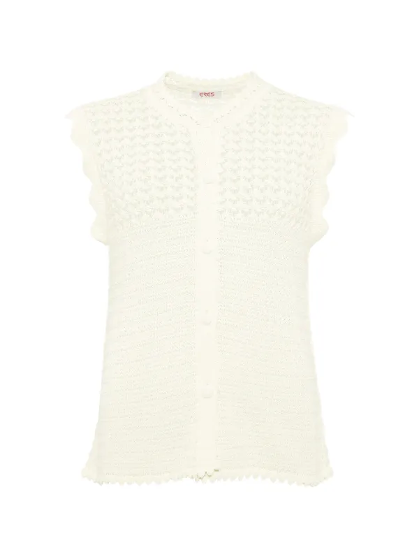 Eres Aurora Scalloped Top in White