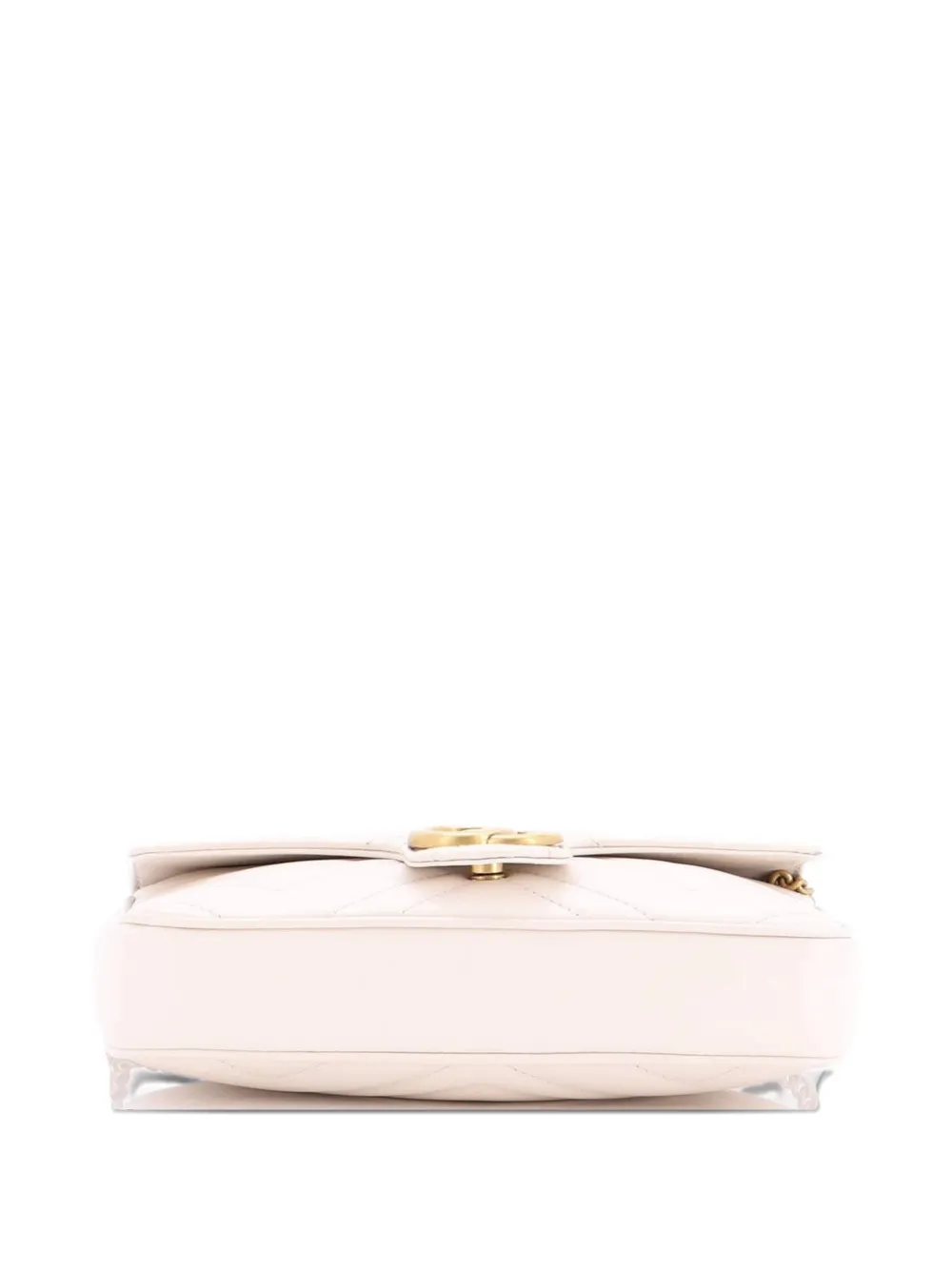 Pre-owned Gucci Gg Marmont Wallet On Chain Matelasse Leather Mini Crossbody Bag In White