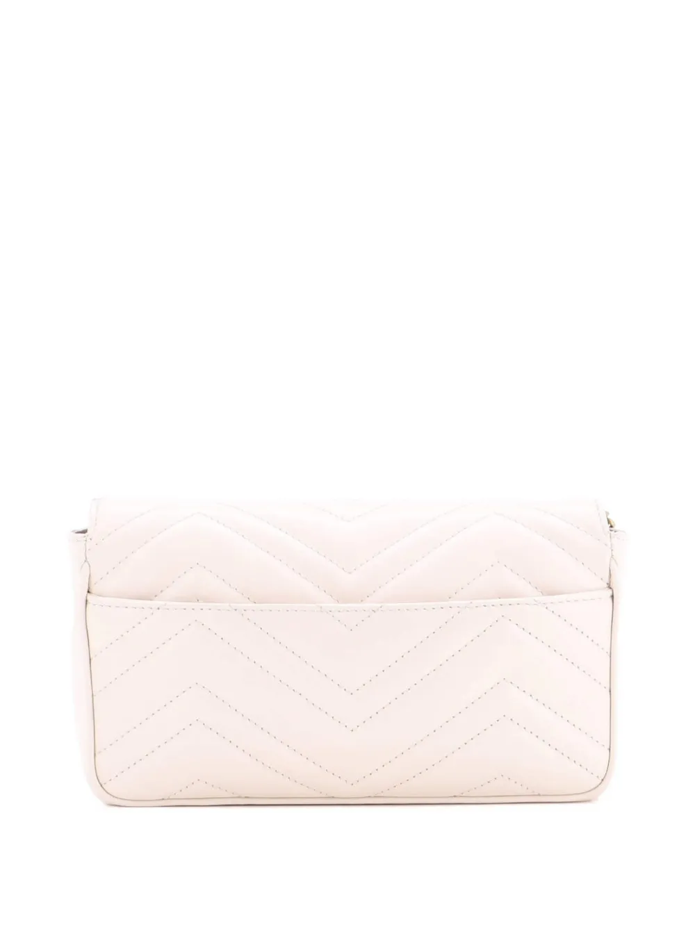 Pre-owned Gucci Gg Marmont Wallet On Chain Matelasse Leather Mini Crossbody Bag In White