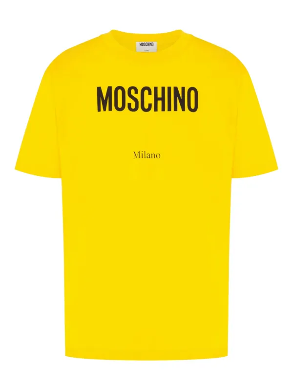Moschino Printed Organic Cotton Jersey T-shirt in Yellow