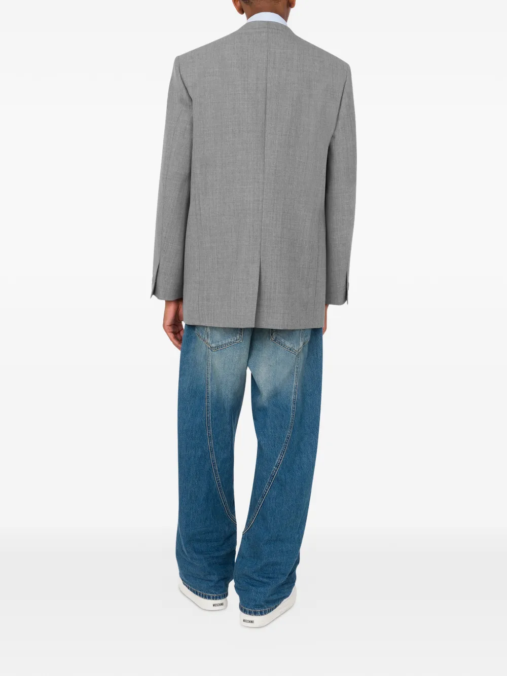  Moschino Single-breasted Collarless Blazer - Grey 