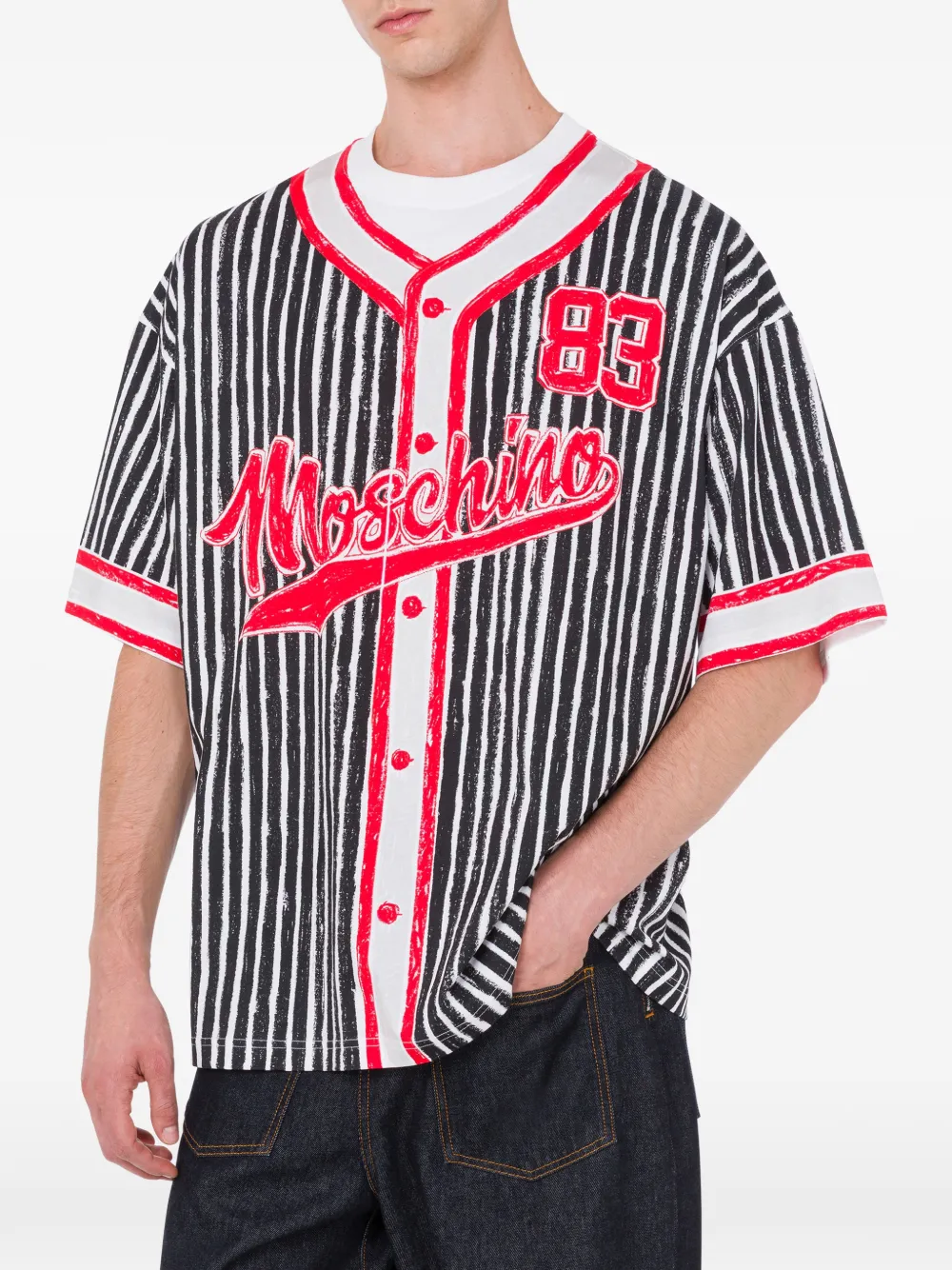 Moschino Trompe-l'oeil T-shirt met honkbalprint Rood