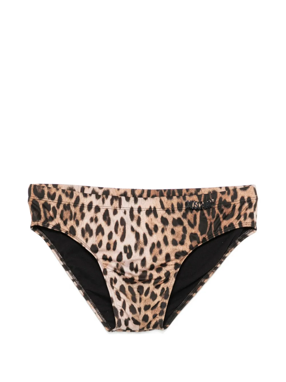 Moschino leopard-print logo-plaque swim trunks - Nude