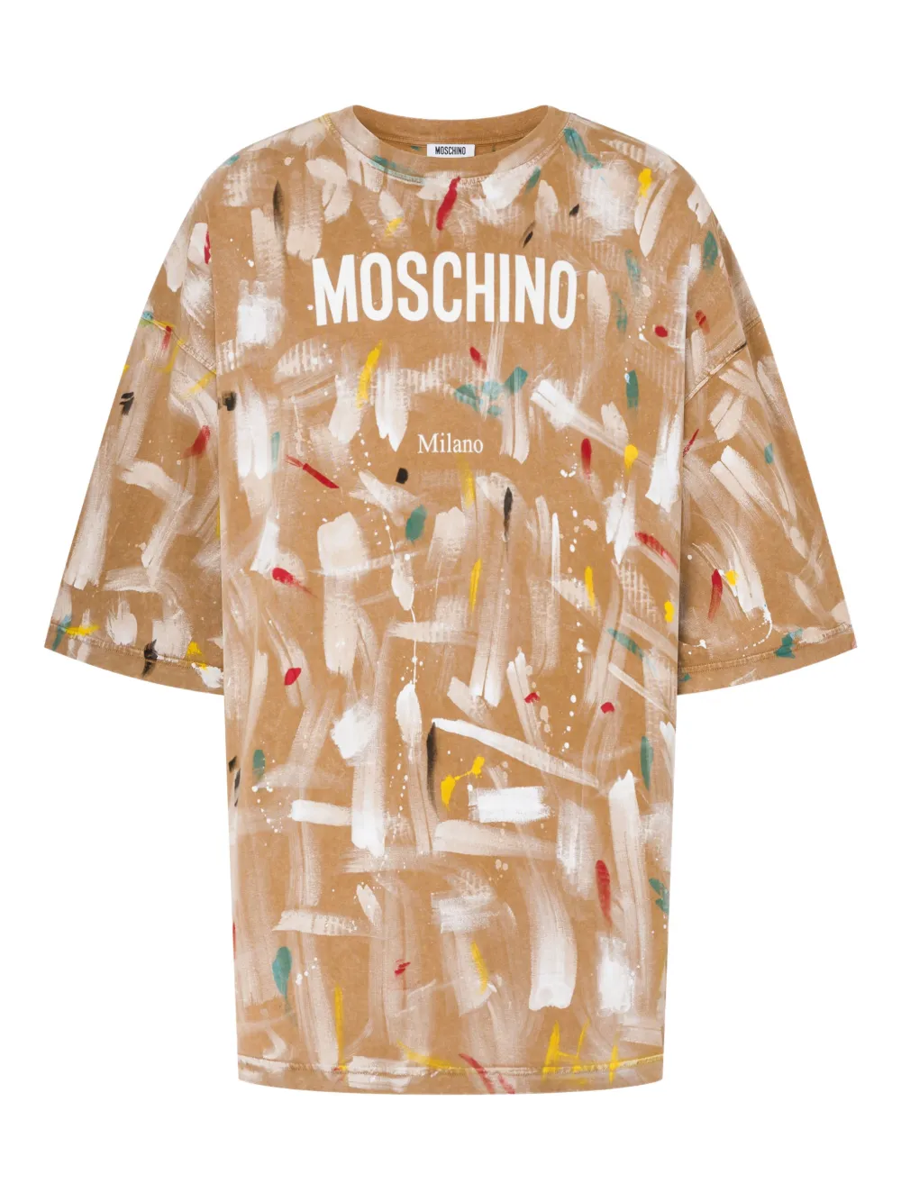 Moschino beige paint-splatter T-shirt - Toni neutri