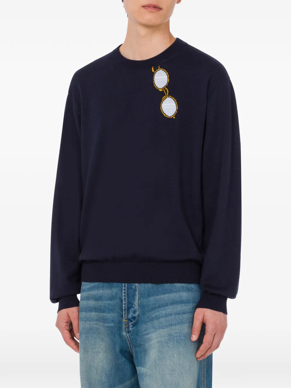 Moschino Trui met glazen patroon - Blauw