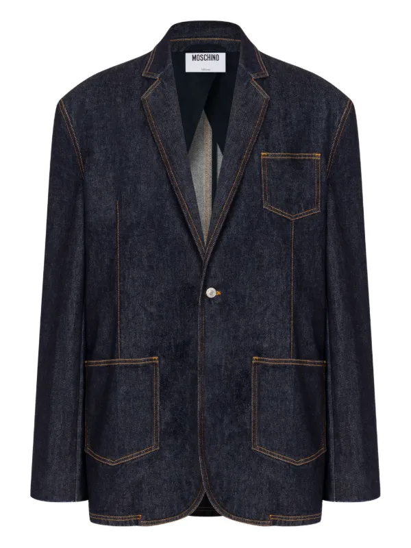 Moschino Patch-pocket Denim Blazer in Blue