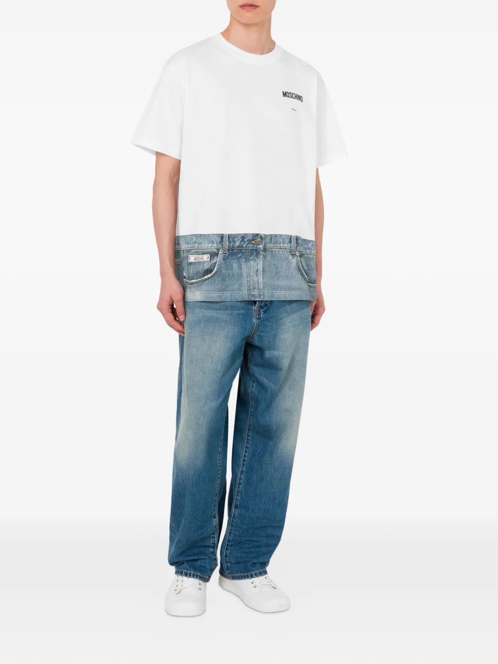 Moschino printed-detail cotton T-shirt - Wit