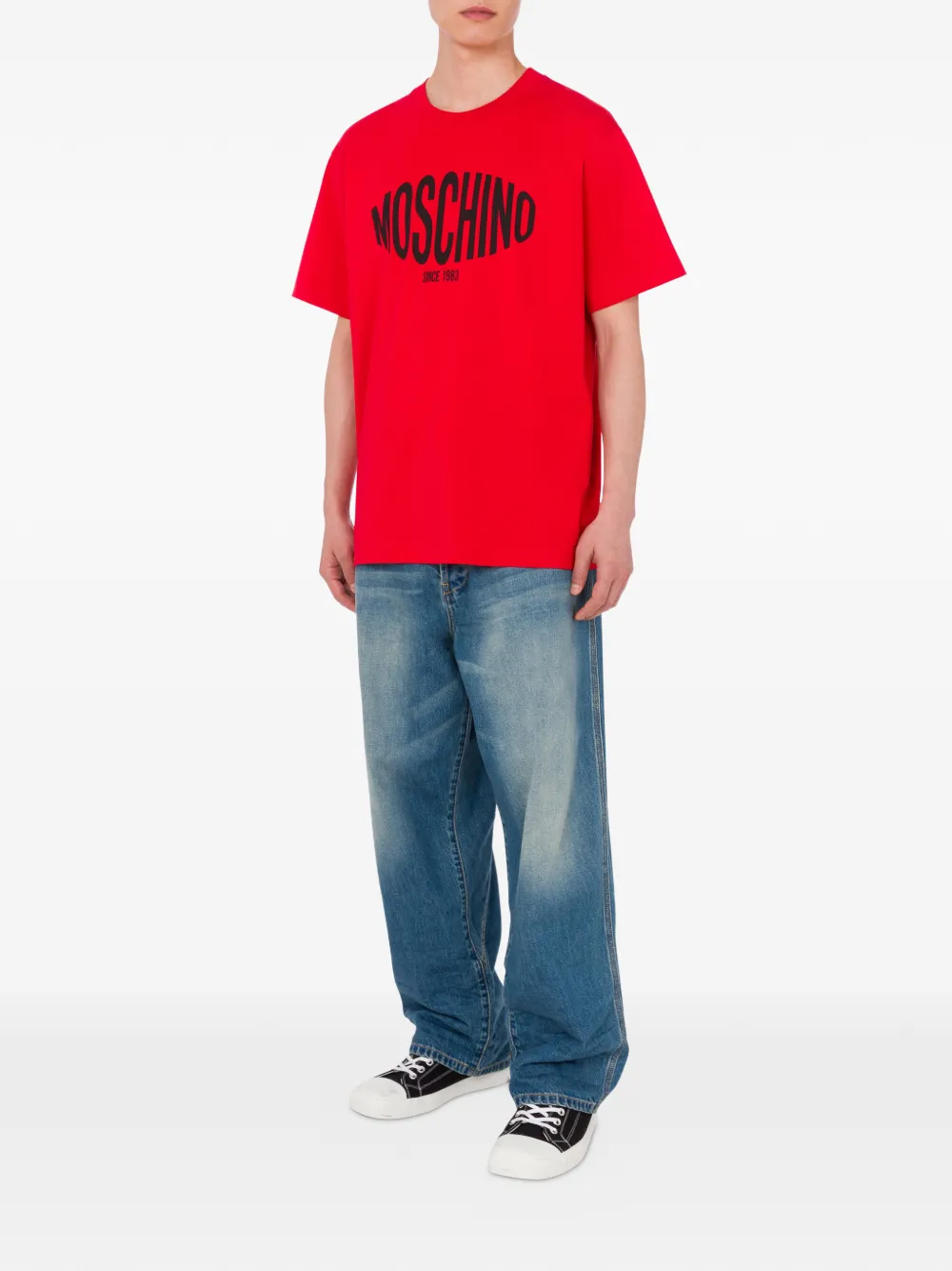 Moschino logo-print cotton T-shirt - Rood