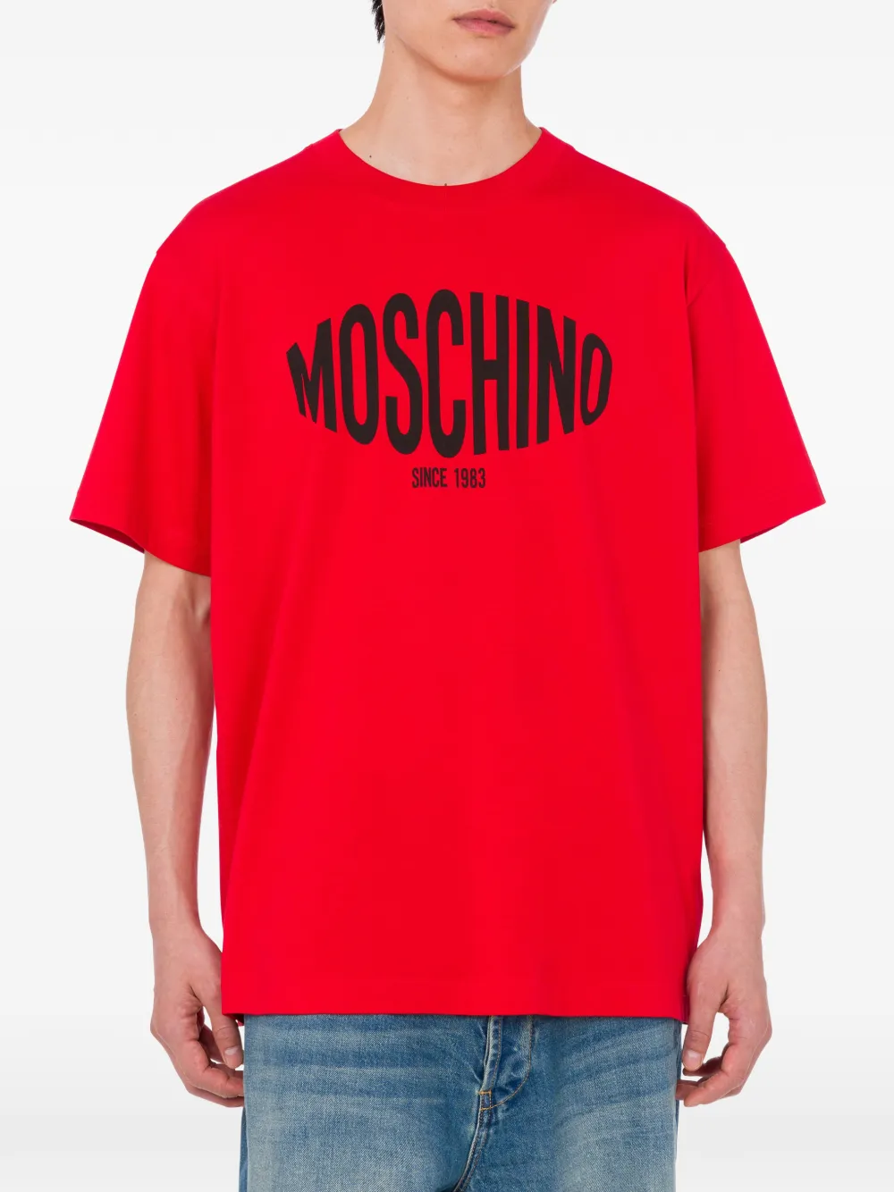 Moschino Katoenen T-shirt met logoprint Rood
