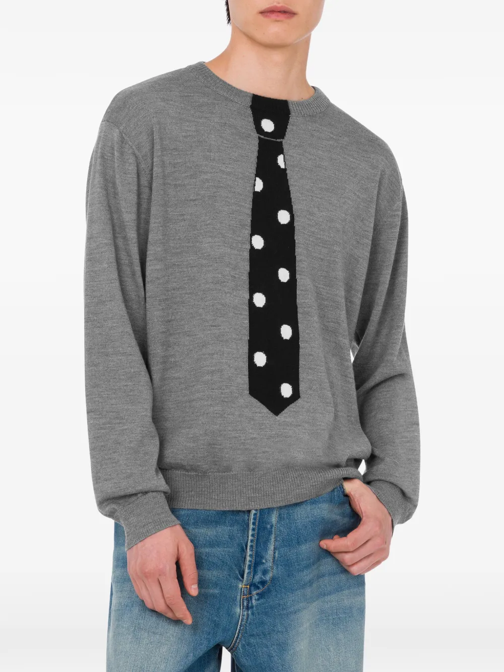  Moschino Tie Polka-dot Sweater - Grey 