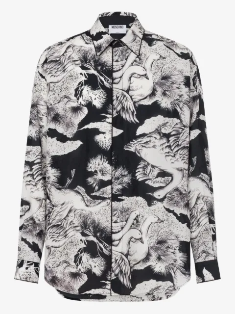 Moschino lightweight cotton poplin shirt with goose print