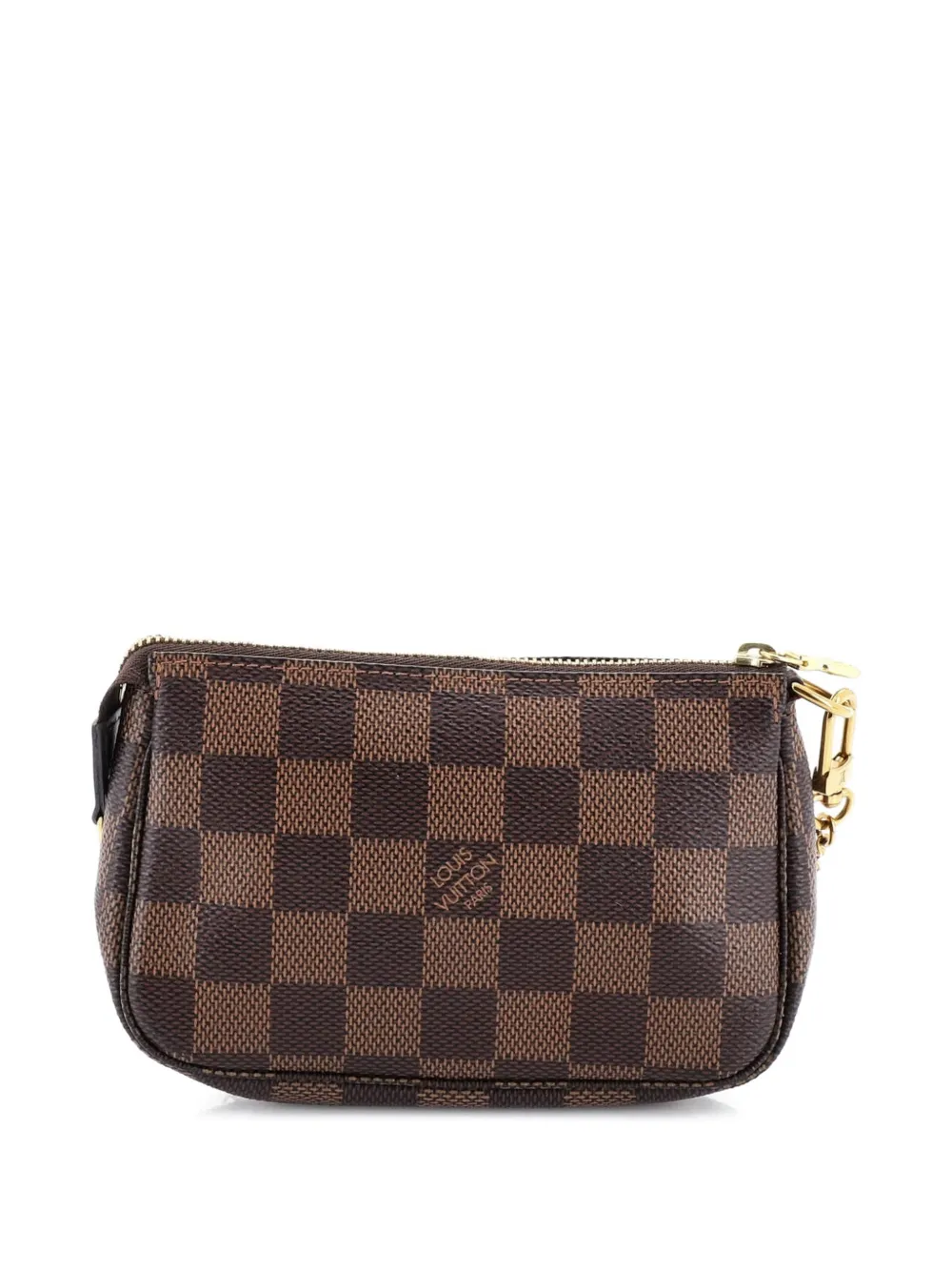 Pre-owned Louis Vuitton Pochette Accessoires Damier Mini Clutch Bag In Brown