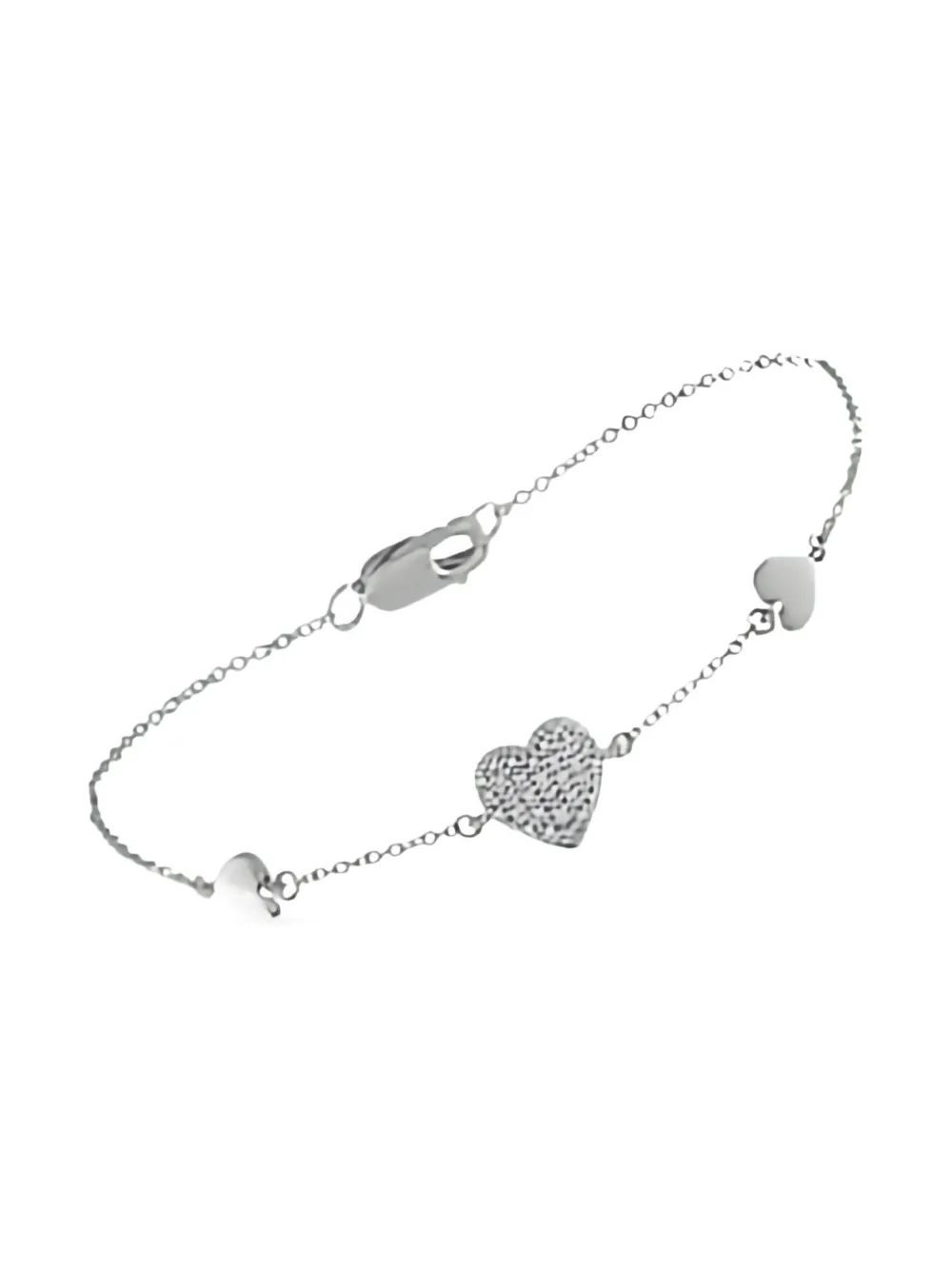 Pre-owned Lb Exclusive 18k White Gold Diamond Heart Bracelet In Silver