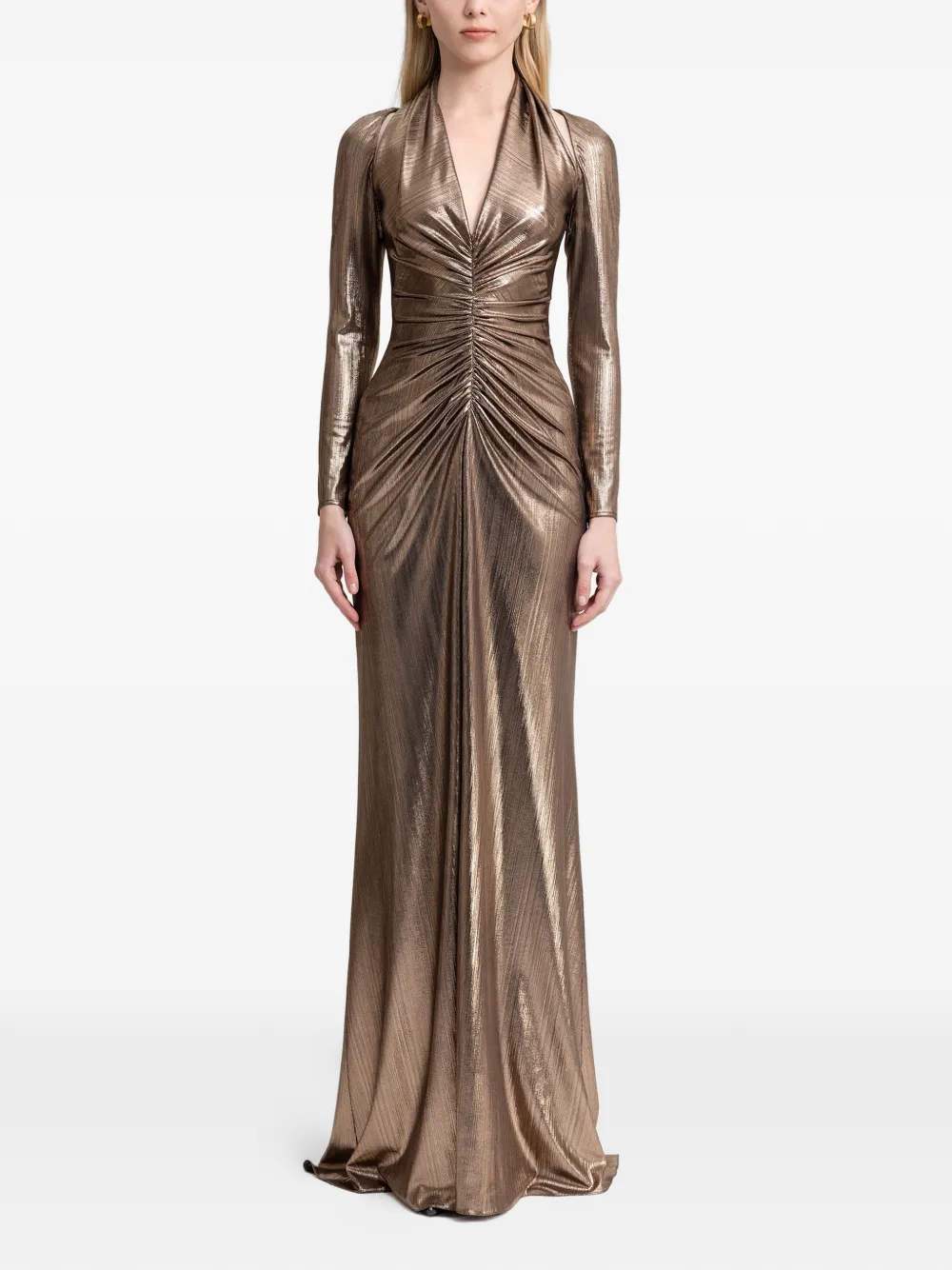 Gemy Maalouf Maxi-jurk met V-hals - Goud